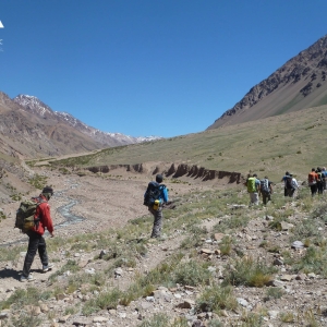 Trekking from Pampa de Lenas to Casa de Piedra, following the Vacas river. We will have our first sighting of Aconcagua this day.