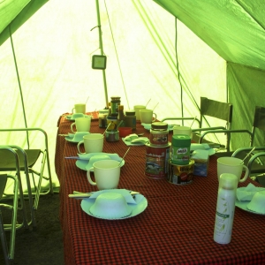 Warm and cozy dining tent