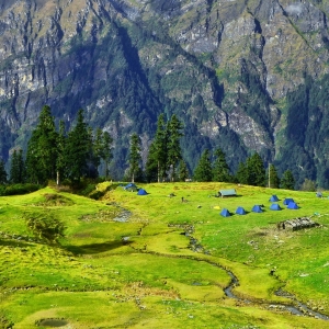 Our Seema campsite amidst the lush green meadows
