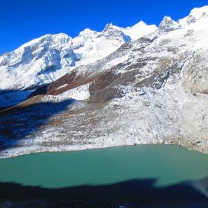 From the high point of the trek with Samiti lake in the foreground