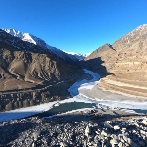 Nimu in winters, confluence of Indus & Zanskar rivers