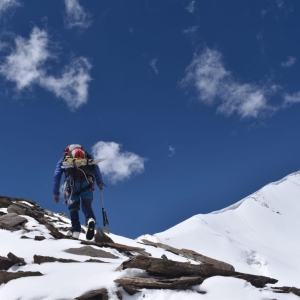 Beyond Base camp, we start climbing with our objective -  Dzo Jongo East (6220m) - towering in all its glory