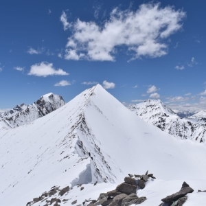Dzo Jongo West (6300m) and the ridge connecting the two mountains from the summit of Dzo Jongo East